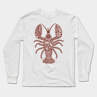 Lobster (brown and white vertical) Long Sleeve T-Shirt